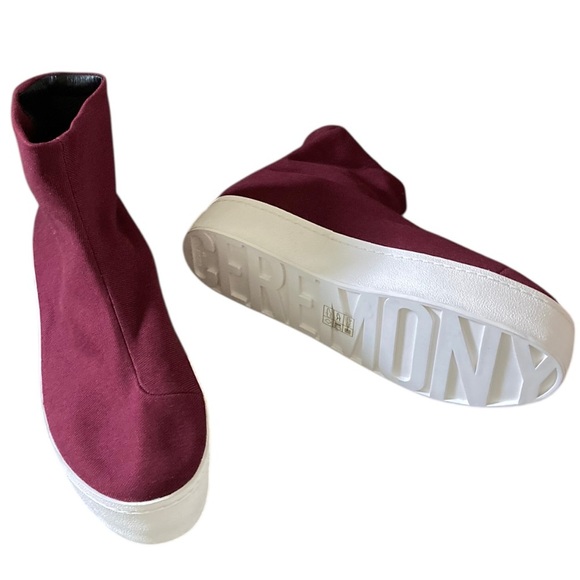 Opening Ceremony High Top Platform Sneaker NWT Burgundy Red Chunky White Sole - Picture 1 of 11